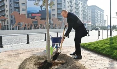 Prezident Ağ Şəhərdə təməlqoyma mərasimində FOTO