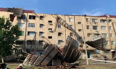 Güclü külək Yevlaxda fəsadlar törədib FOTO