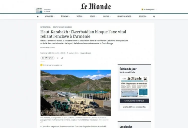 BQXK “Le Monde” qəzetinə ikibaşlı cavab verdi