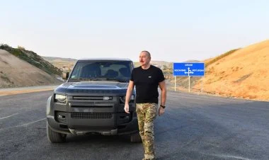İlham Əliyev Ağdam-Füzuli yolunda