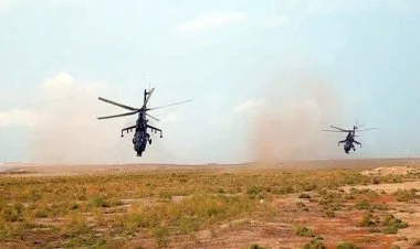 Döyüş helikopterlərimiz havaya qaldırıldı VİDEO