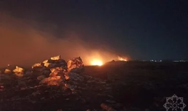 Sumqayıtdakı yanğın şəhəri qatı tüstüyə bürüyüb