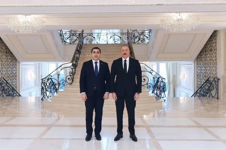 İlham Əliyev Gürcüstan parlamenti sədrini qəbul edib FOTO