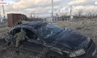 Ermənistan ordusunun zabiti yol qəzasında yandı FOTO
