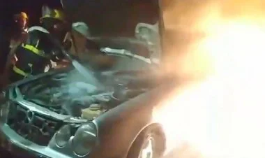 Hacıqabulda maşın yandı VİDEO