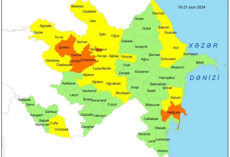 Küləkli hava şəraiti ilə bağlı sarı və narıncı xəbərdarlıq