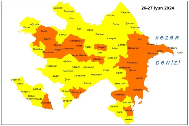 Küləkli hava şəraiti ilə bağlı sarı və narıncı xəbərdarlıq