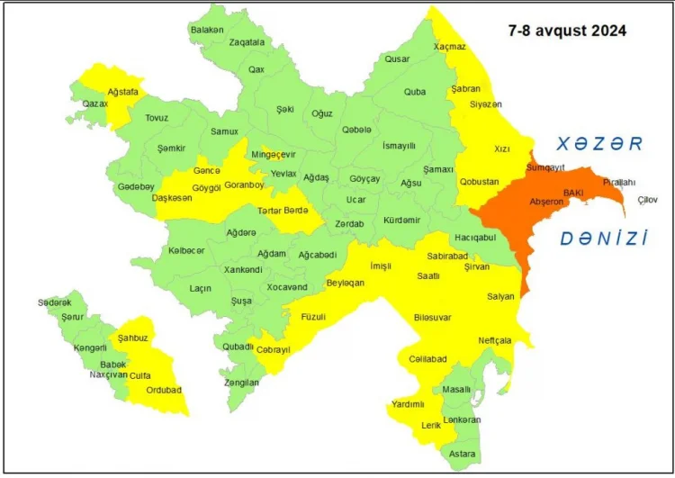 Bakıda və Abşeron yarımadasında narıncı xəbərdarlıq edilib