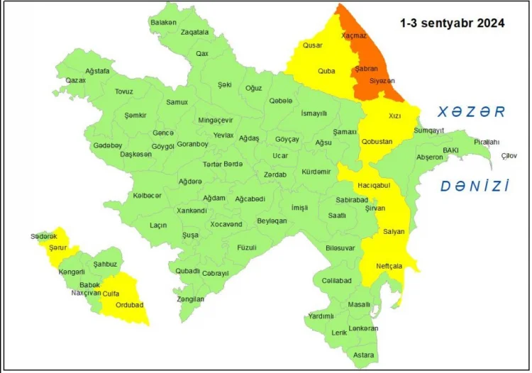 Küləkli hava şəraiti ilə bağlı sarı və narıncı xəbərdarlıq
