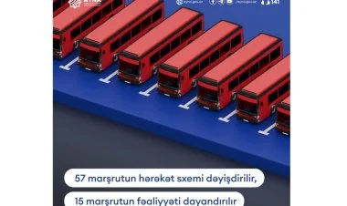COP29-la əlaqədar 57 marşrutun hərəkət sxemi dəyişdirilir