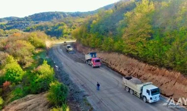 Suqovuşan-Kəlbəcər yolunun inşası davam edir VİDEO