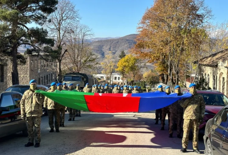 Laçında hərbçilərin iştirakı ilə yürüş təşkil olunub FOTO