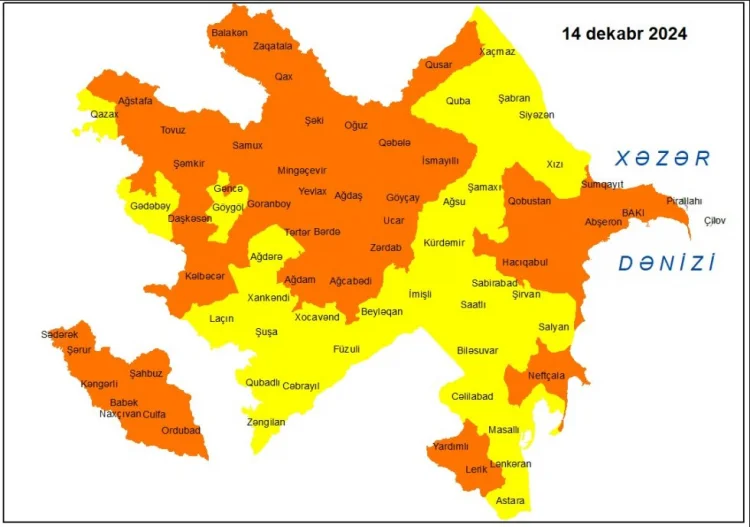 Küləkli hava ilə bağlı sarı və narıncı xəbərdarlıq verildi