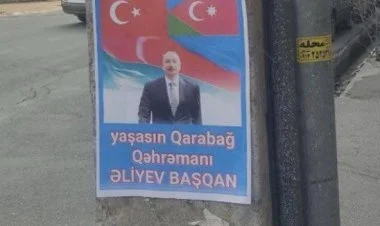 Təbrizdə molla rejiminin acığına Əliyev-Ərdoğan posterləri