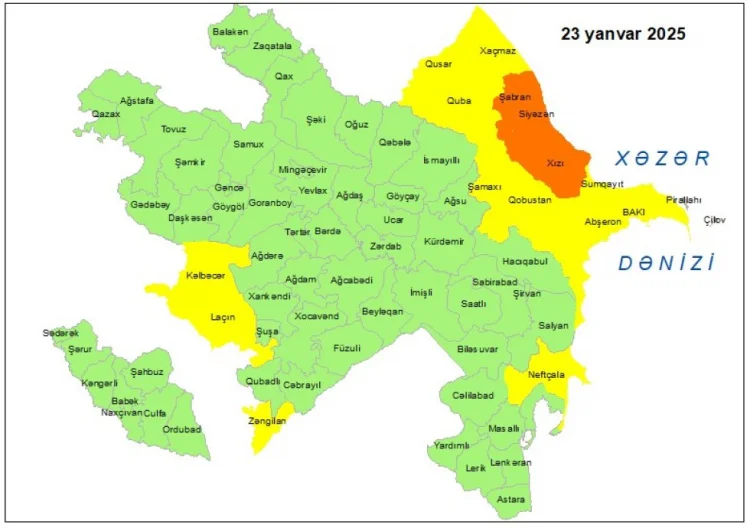Küləkli hava şəraiti ilə bağlı sarı və narıncı xəbərdarlıq