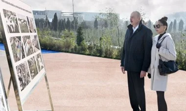 İlham Əliyev və birinci xanım Bakıda park açılışında