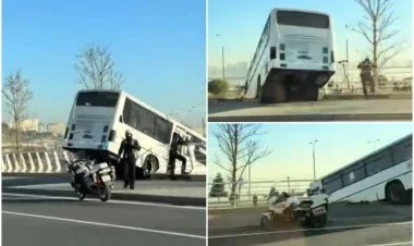 Bayraq meydanı yaxınlığında sərnişin avtobusu qəzaya uğrayıb