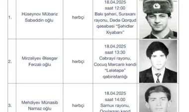 Daha üç itkin-şəhid dəfn olunacaq