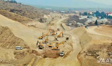 Ağdam-Əsgəran-Xocalı-Xankəndi yolu sürətlə tikilir