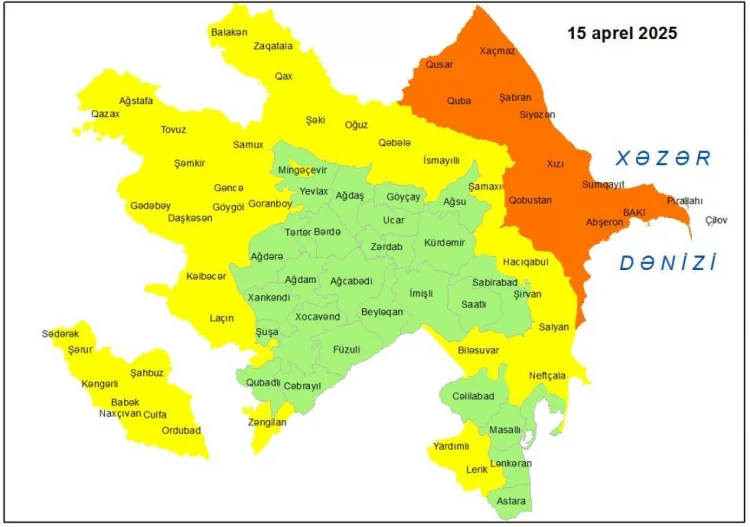 Küləkli hava şəraiti ilə bağlı sarı və narıncı xəbərdarlıq