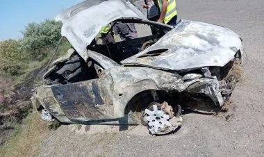 İmişlidə qəza zamanı avtomobil yanıb, xəsarət alanlar var