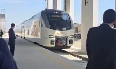 İlk Bakı-Ağdam qatarı Ağdam dəmir yolu vağzalına çatıb VİDEO