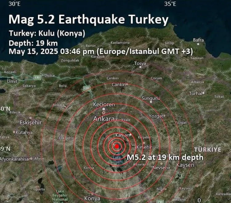 Konyadakı 5,2 maqnitudalı zəlzələ Ankarada da hiss edilib