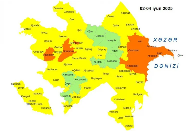 Küləkli hava ilə bağlı sarı və narıncı xəbərdarlıq verlidi