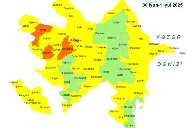 Küləkli hava ilə bağlı sarı və narıncı xəbərdarlıq verilib