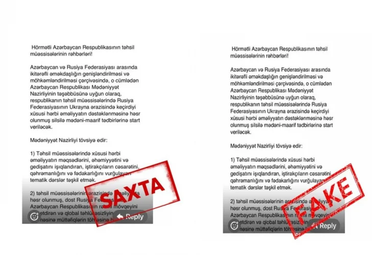 MN-nin Rusiya ilə əməkdaşlığına dair saxta sənəd yayılıb
