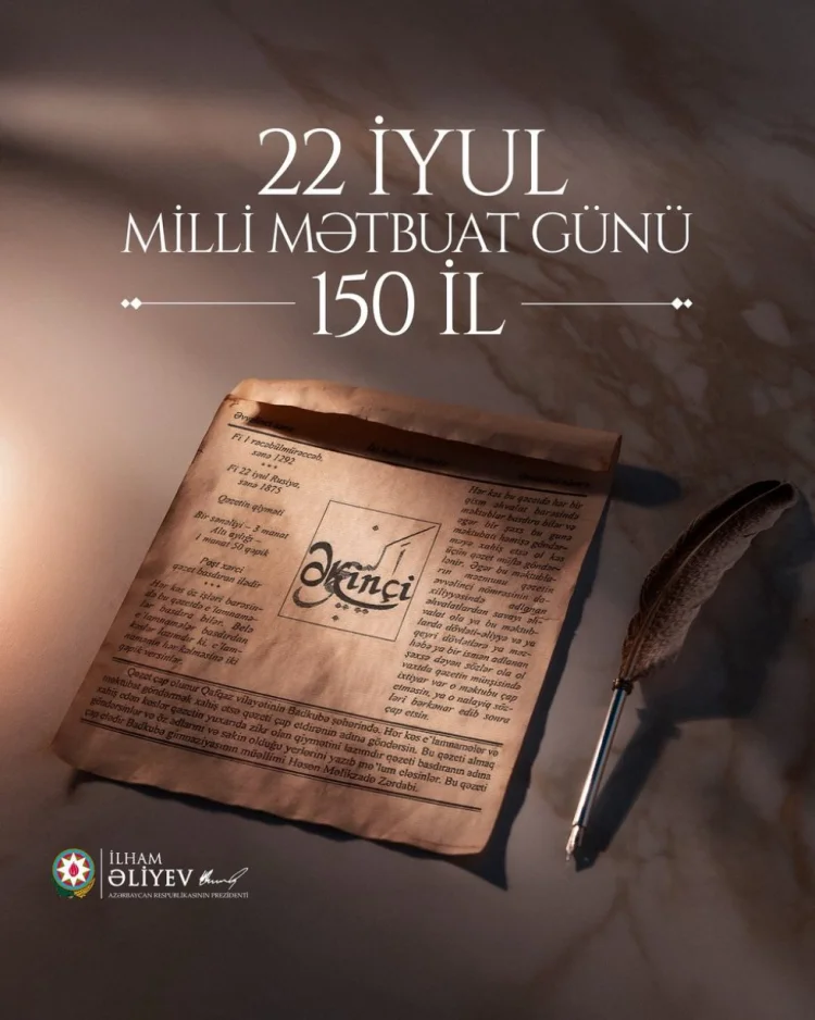 İlham Əliyev Milli Mətbuat Günü münasibətilə paylaşım edib