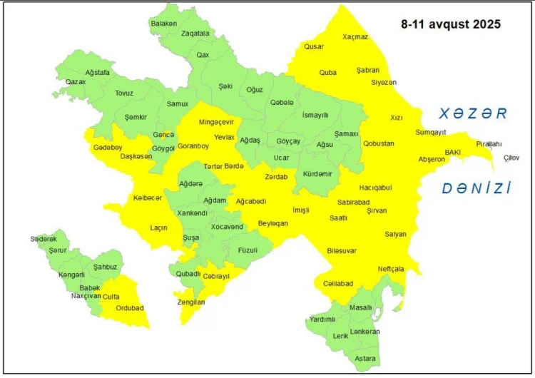 Küləkli hava şəraiti ilə bağlı sarı xəbərdarlıq verilib