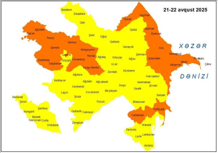 Küləkli hava şəraiti ilə bağlı sarı və narıncı xəbərdarlıq