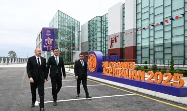 İlham Əliyev Yevlax Olimpiya İdman Kompleksinin açılışında