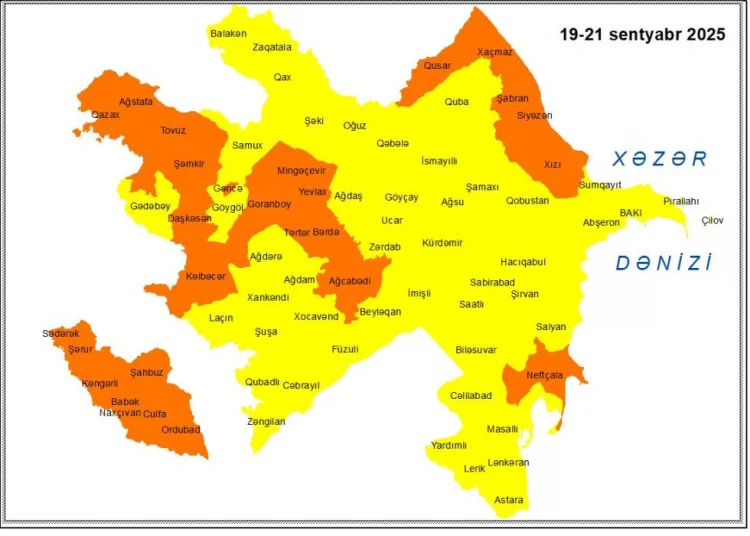 Küləkli hava ilə bağlı sarı və narıncı xəbərdarlıq verilib