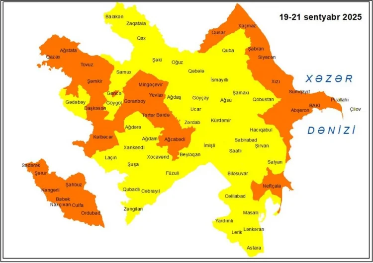 Küləklə bağlı sarı və narıncı xəbərdarlıq verilib