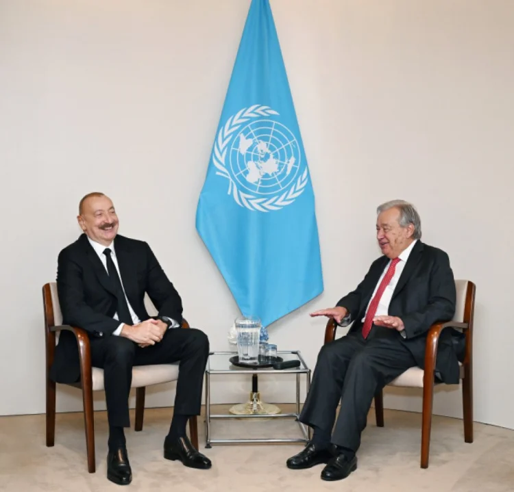 İlham Əliyev BMT-nin Baş katibi Antonio Quterreş ilə görüşüb