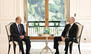 İlham Əliyev  Ersin Tatar ilə görüşüb FOTO