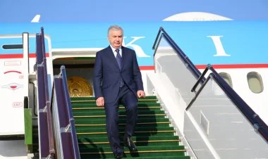 Özbəkistan Prezidenti Şavkat Mirziyoyev Azərbaycana gəlib