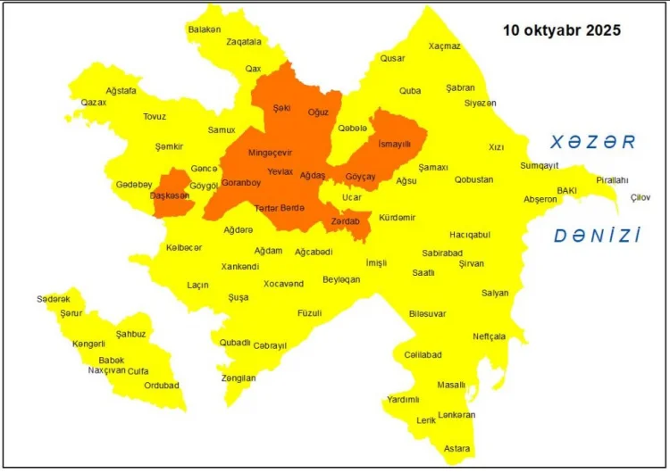 Küləkli hava ilə bağlı sarı və narıncı xəbərdarlıq edilib