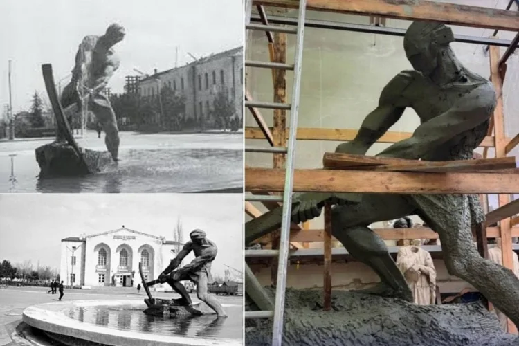 Ağdamda ermənilərin dağıtdığı "Fərhad" heykəli bərpa olunur
