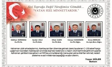 Təyyarədə şəhid olan türkiyəli hərbçilərin adları açıqlanıb