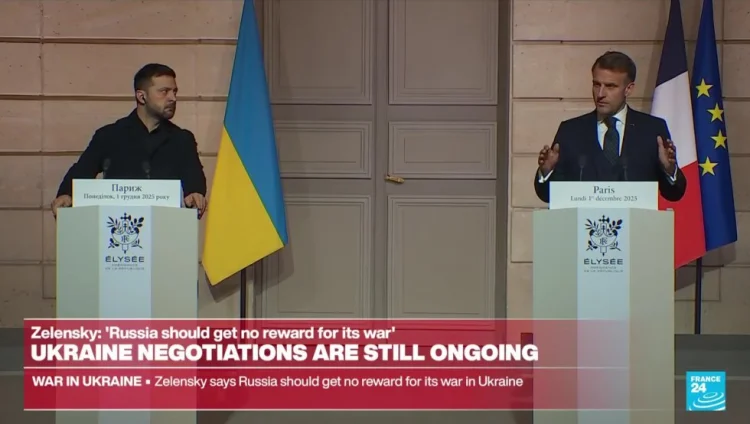 Makron və Zelenski Parisdə mətbuat konfransı keçiriblər