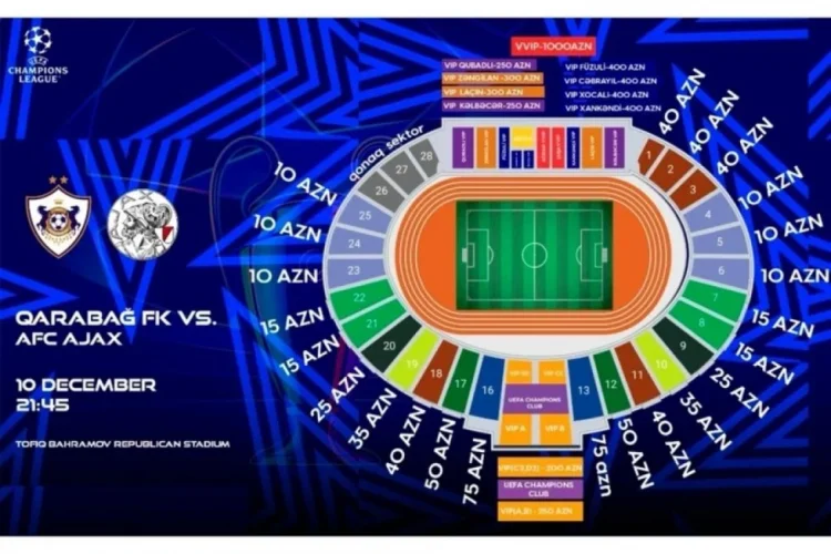 "Qarabağ"-"Ayaks" oyununun biletləri satışa çıxarılıb