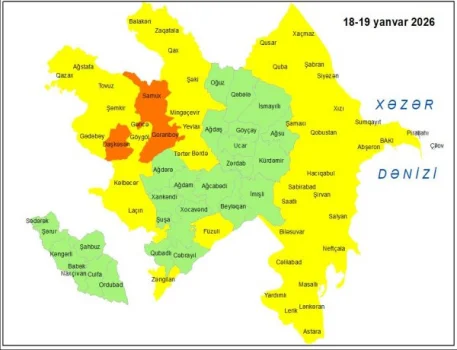 Küləklə bağlı sarı və narıncı xəbərdarlıq verilib