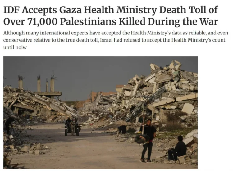 İsrail ən azı 71 000 fələstinlini öldürdüyünü boynuna aldı