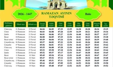 Qafqaz Müsəlmanları İdarəsi Ramazan təqvimini dərc edib