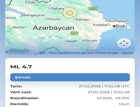 Şamaxıda 4.7 bal gücündə zəlzələ baş verdi YENİLƏNİB