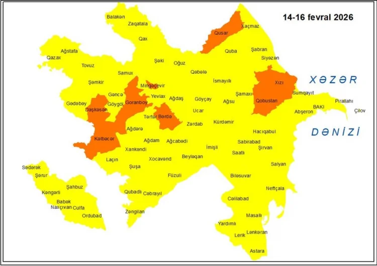 Küləklə bağlı sarı və narıncı xəbərdarlıq elan edilib