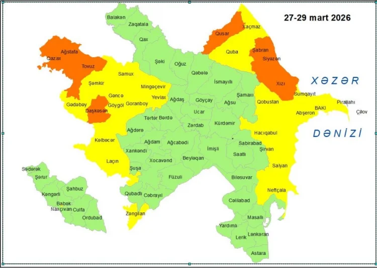 Küləkli hava İlə bağlı narıncı xəbərdarlıq elan olunub